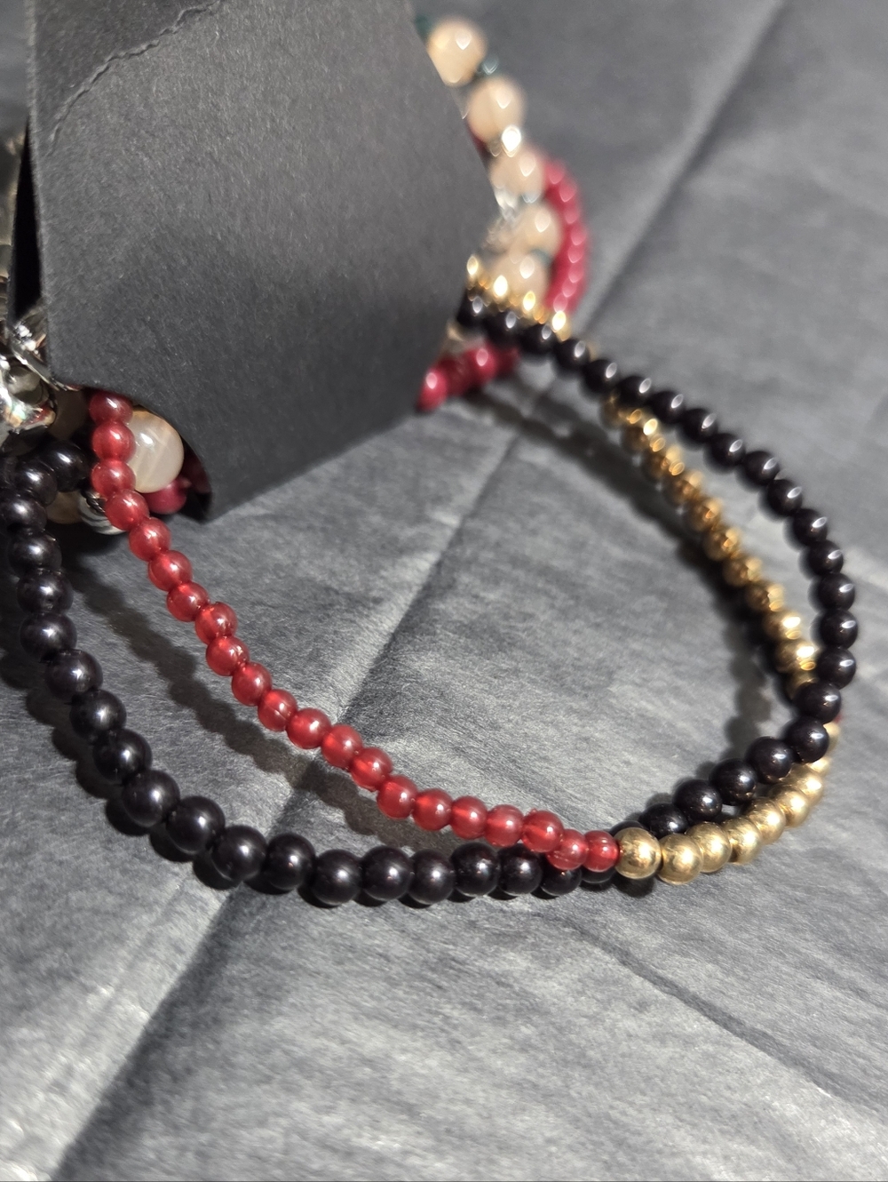 5 Multicolor Beaded Charm Bracelet Set - Picture 2 of 5
